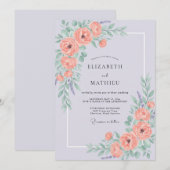 Invitation Mariage Fleur de Corail Impressionniste (Devant / Derrière)