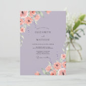 Invitation Mariage Fleur de Corail Lilas (Debout devant)