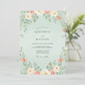 Invitation Mariage Fleur de Corail Menthe (Debout devant)
