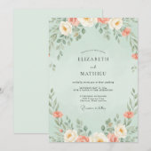 Invitation Mariage Fleur de Corail Menthe (Devant / Derrière)