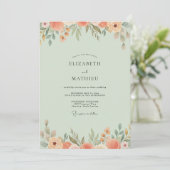 Invitation Mariage Fleur de Corail Menthe Pâle (Debout devant)