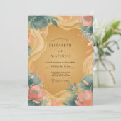 Invitation Mariage Fleur de Corail Ocre (Debout devant)