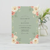 Invitation Mariage Fleur de Corail Olive (Debout devant)