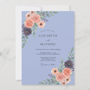 Invitation Mariage Fleur de Corail Pervenche