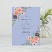Invitation Mariage Fleur de Corail Pervenche (Debout devant)