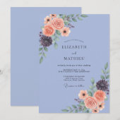 Invitation Mariage Fleur de Corail Pervenche (Devant / Derrière)