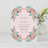 Invitation Mariage Fleur de Corail Rose Céleste (Debout devant)