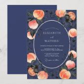 Invitation Mariage Fleur de Corail Rouge Minuit (Devant / Derrière)