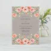 Invitation Mariage Fleur de Corail Taupe (Debout devant)