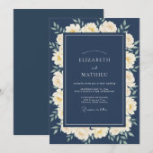 Invitation Mariage Fleur de Crème à l'Encre (Devant / Derrière)