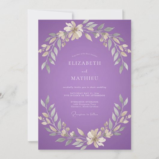 Invitation Mariage Fleur de Crème d'Améthyste (Devant)