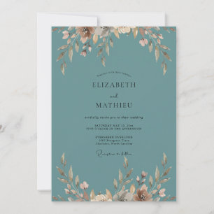 Invitation Mariage Fleur de Crème d'Ardoise