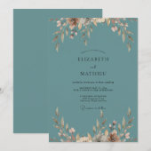 Invitation Mariage Fleur de Crème d'Ardoise (Devant / Derrière)