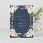 Invitation Mariage Fleur de Crème de Minuit (Debout devant)