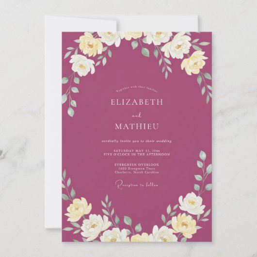 Invitation Mariage Fleur de Crème de Mûre (Devant)
