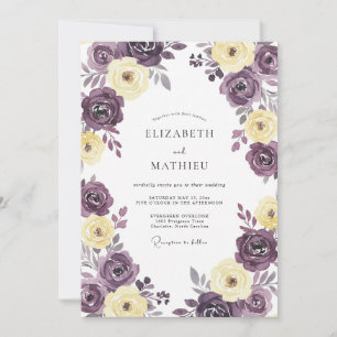 Invitation Mariage Fleur de Crème de Prune