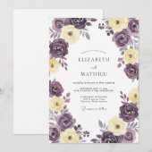 Invitation Mariage Fleur de Crème de Prune (Devant / Derrière)
