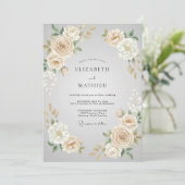 Invitation Mariage Fleur de Crème d'Ivoire (Debout devant)