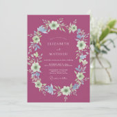 Invitation Mariage Fleur de Crème Magenta (Debout devant)