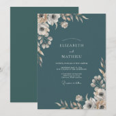 Invitation Mariage Fleur de Crème Pâle Ardoise (Devant / Derrière)