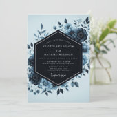 Invitation Mariage Fleur de Crépuscule Indigo (Debout devant)