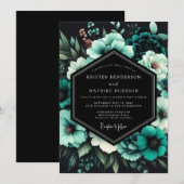 Invitation Mariage Fleur de Crépuscule Turquoise (Devant / Derrière)
