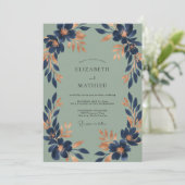 Invitation Mariage Fleur de Cuivre Indigo (Debout devant)