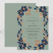 Invitation Mariage Fleur de Cuivre Indigo (Devant / Derrière)