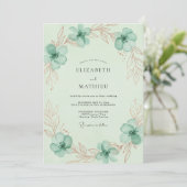 Invitation Mariage Fleur de Cuivre Menthe (Debout devant)