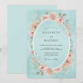 Invitation Mariage Fleur de Cyan Blush (Devant / Derrière)