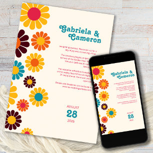 Invitation Mariage Fleur de Daisy Couleur Rétro Gras