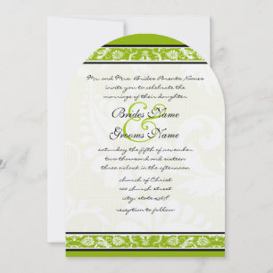 Invitation Mariage Fleur de Damas Blanc Pomme Vert
