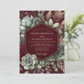 Invitation Mariage Fleur de Désert Carmin (Debout devant)