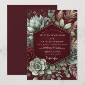 Invitation Mariage Fleur de Désert Carmin (Devant / Derrière)