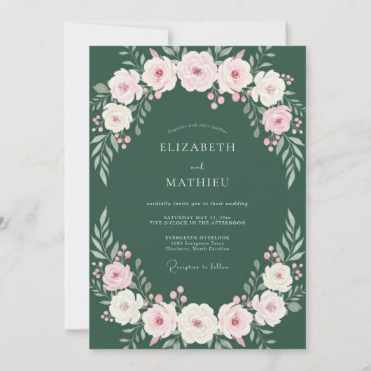 Invitation Mariage Fleur de Eucalyptus Rose Forest (Devant)