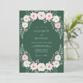 Invitation Mariage Fleur de Eucalyptus Rose Forest (Debout devant)