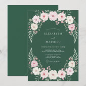 Invitation Mariage Fleur de Eucalyptus Rose Forest (Devant / Derrière)