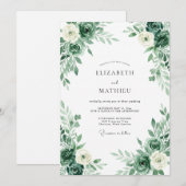 Invitation Mariage Fleur de Feuille d'Émeraude (Devant / Derrière)