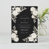 Invitation Mariage Fleur de Fleur d'Ivoire Noir (Debout devant)