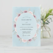 Invitation Mariage Fleur de Floraison Bleue (Debout devant)
