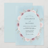 Invitation Mariage Fleur de Floraison Bleue (Devant / Derrière)