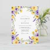 Invitation Mariage Fleur de Floraison Jaune Violet (Debout devant)