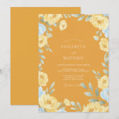 Invitation Mariage Fleur de Floraison Ocre (Devant / Derrière)