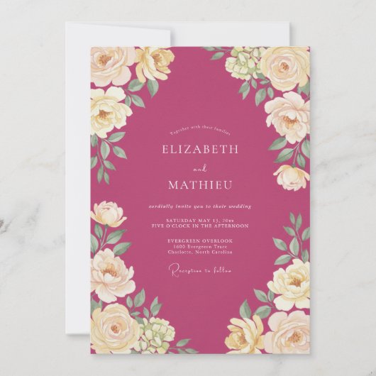 Invitation Mariage Fleur de Framboise (Devant)
