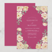 Invitation Mariage Fleur de Framboise (Devant / Derrière)