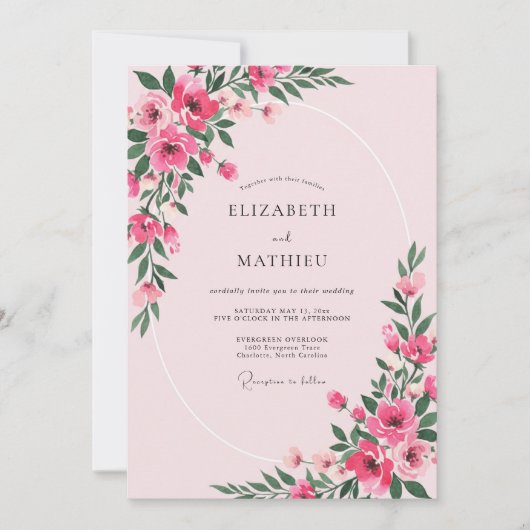Invitation Mariage Fleur de Fuchsia (Devant)