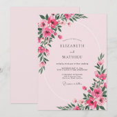 Invitation Mariage Fleur de Fuchsia (Devant / Derrière)