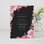Invitation Mariage Fleur de Fuchsia Noir (Debout devant)
