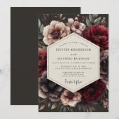 Invitation Mariage Fleur de Garnet Baroque (Devant / Derrière)