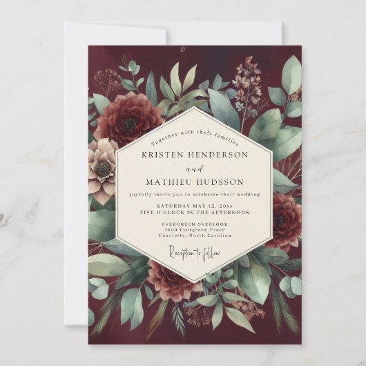 Invitation Mariage Fleur de Garnet Vespérale (Devant)